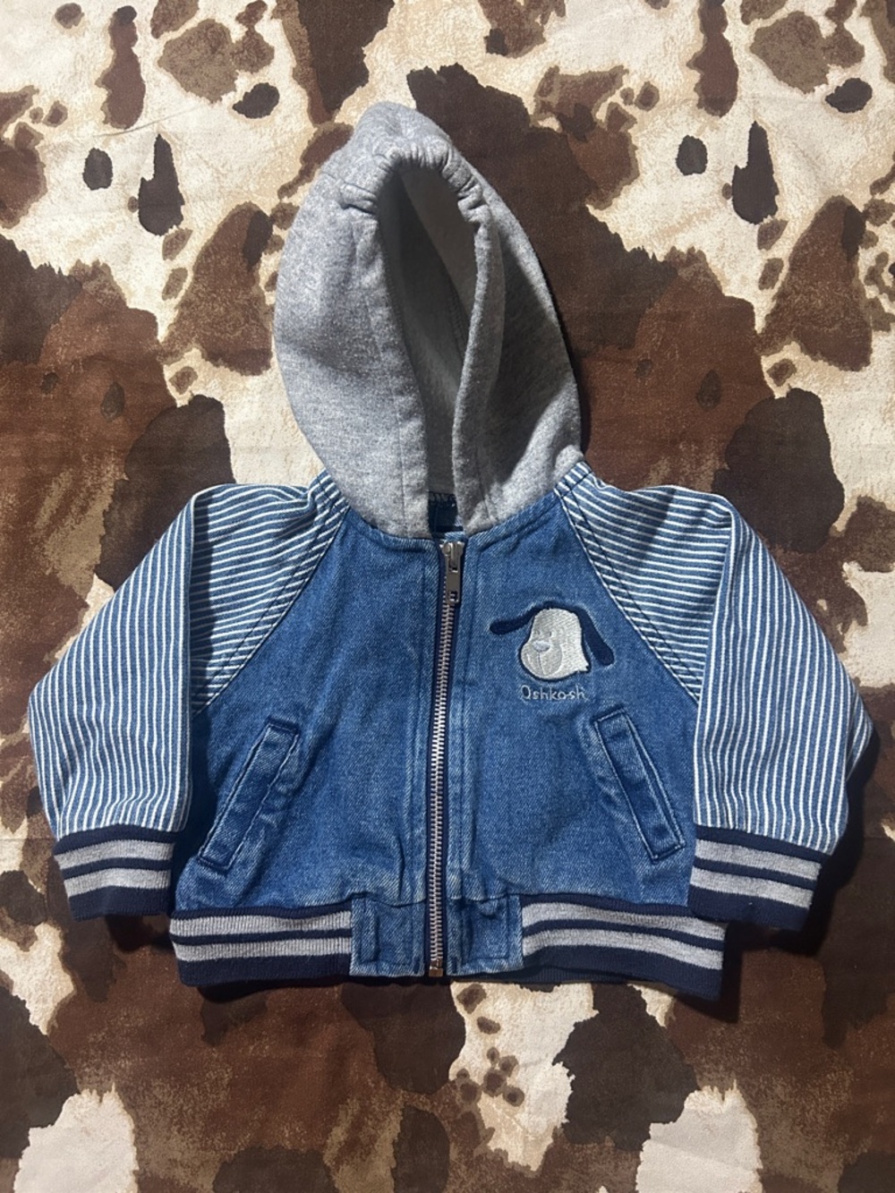 OshKosh B’Gosh Denim Hooded Zip Up Jacket 6-9 Months